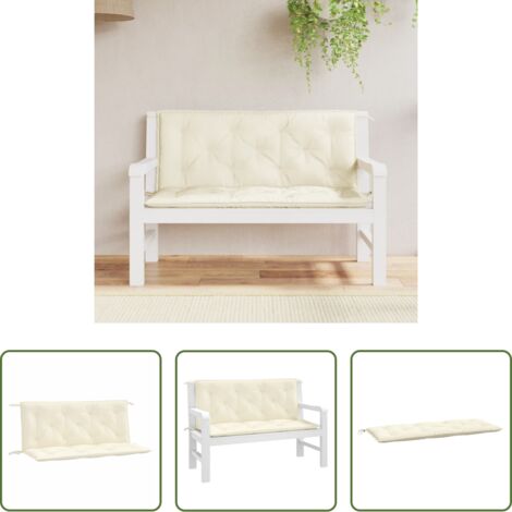 vidaXL Cuscino per panca -  Cuscini Panca Giardino 2pz Bianco Crema 120x50x7 Tessuto Oxford