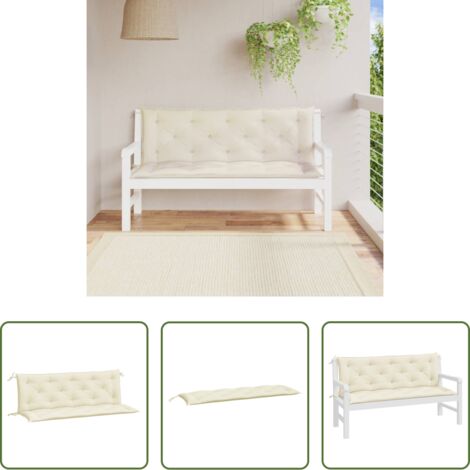 vidaXL Cuscino per panca -  Cuscini Panca Giardino 2pz Bianco Crema 150x50x7 Tessuto Oxford