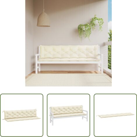 vidaXL Cuscino per panca -  Cuscini Panca Giardino 2pz Bianco Crema 200x50x7 Tessuto Oxford