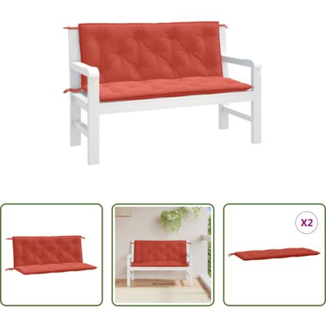 vidaXL Cuscino per panca -  Cuscini Panca Giardino 2pz Rosso Mélange 120x50x7 cm Tessuto