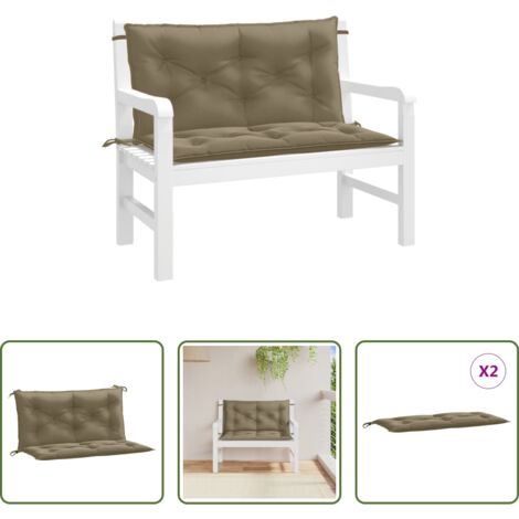 vidaXL Cuscino per panca -  Cuscini Panca Giardino 2pz Tortora Mélange 100x50x7cm Tessuto