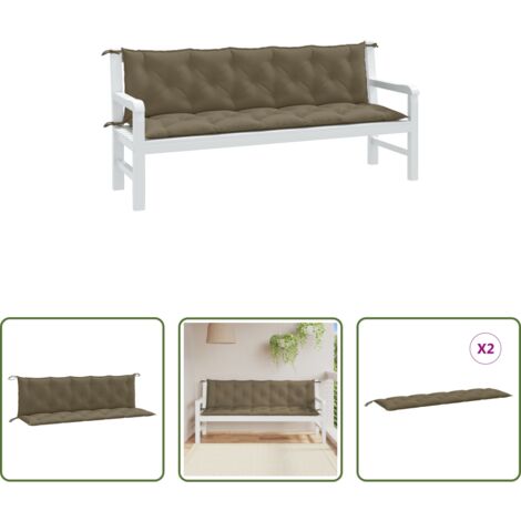 vidaXL Cuscino per panca -  Cuscini Panca Giardino 2pz Tortora Mélange 180x50x7 cm Tessuto