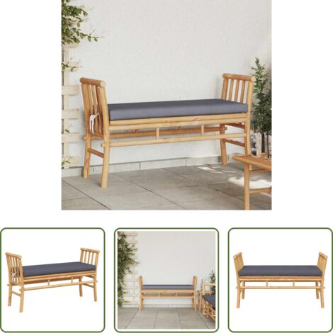 vidaXL Cuscino per panca -  Panchina da giardino con cuscino Marrone 110 x 38 x 65cm Bambù