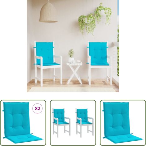 vidaXL Cuscino per patio -  Cuscini per Sedia con Schienale Basso 2 pz Turchese in Tessuto