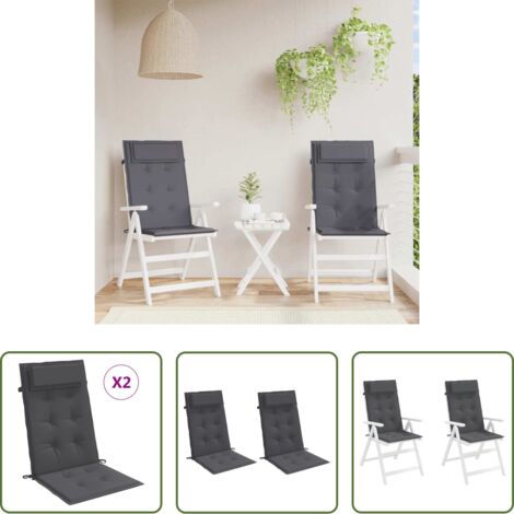 vidaXL Cuscino per patio -  Cuscini per Sedia Schienale Alto 2 pz Antracite Tessuto Oxford