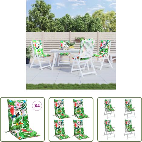 vidaXL Cuscino per patio -  Cuscini per Sedia Schienale Alto 4pz Multicolore Tessuto Oxford