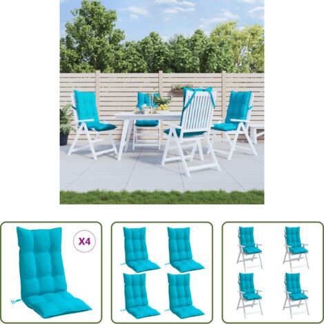 vidaXL Cuscino per patio -  Cuscini per Sedia Schienale Alto 4pz Turchese in Tessuto Oxford