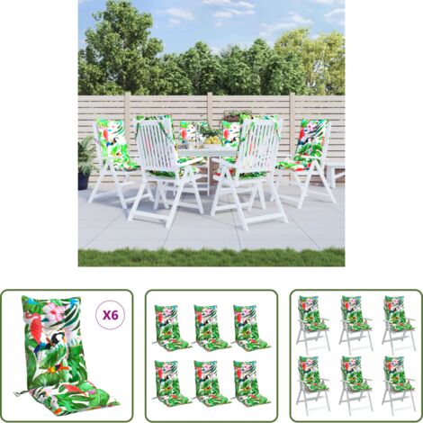 vidaXL Cuscino per patio -  Cuscini per Sedia Schienale Alto 6pz Multicolore Tessuto Oxford
