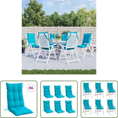 vidaXL Cuscino per patio -  Cuscini per Sedia Schienale Alto 6pz Turchese in Tessuto Oxford