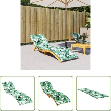vidaXL Cuscino per patio -  Cuscino per Lettino con Motivo a Foglie in Tessuto Oxford