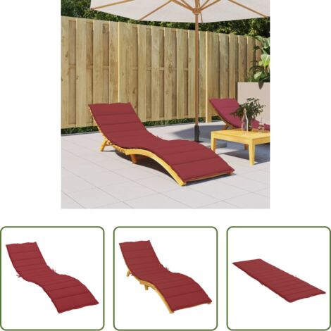 vidaXL Cuscino per patio -  Cuscino per Lettino Rosso Vino 200x50x3 cm in Tessuto Oxford