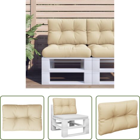vidaXL Cuscino per patio -  Cuscino per Pallet Beige 60x40x12 cm in Tessuto