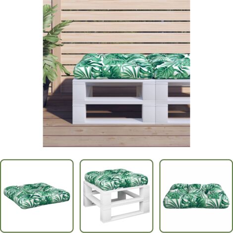 vidaXL Cuscino per patio -  Cuscino per Pallet Motivo a Foglie 58x58x10 cm Tessuto