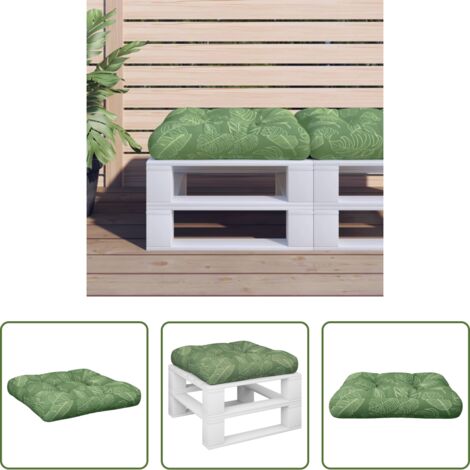 vidaXL Cuscino per patio -  Cuscino per Pallet Motivo a Foglie 60x61,5x10 cm Tessuto Oxford