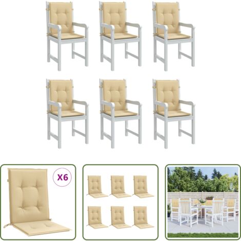 vidaXL Cuscino per schiena -  Cuscini Sedia Schiena Bassa 6 pz Beige Mélange 100x50x4 Tessuto