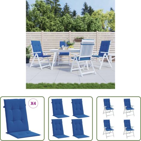 vidaXL Cuscino per schienale -  Cuscini per Sedie 4 pz Blu Reale 120x50x3 cm in Tessuto