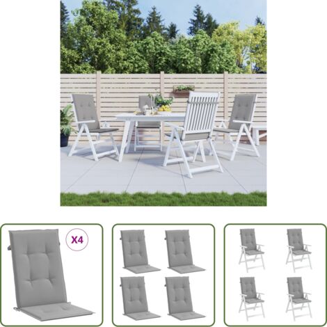 vidaXL Cuscino per schienale -  Cuscini per Sedie 4 pz Grigi 120x50x3 cm in Tessuto
