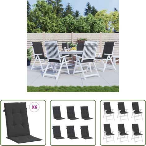 vidaXL Cuscino per schienale -  Cuscini per Sedie 6 pz Neri 120x50x3 cm in Tessuto