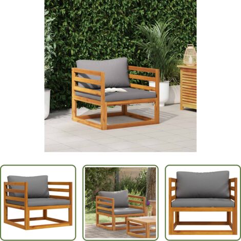 vidaXL Cuscino per schienale -  Sedia da Giardino con Cuscini Grigio Scuro Massello di Acacia