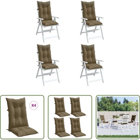 vidaXL Cuscino per sedia -  Cuscini Sedia Schiena Alta 4 Tortora Mélange 120x50x7 Tessuto