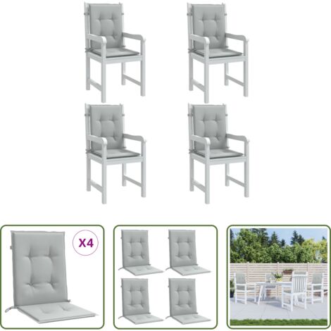 vidaXL Cuscino per sedia -  Cuscini Sedia Schiena Bassa 4 pz Grigio Mélange 100x50x4 cm