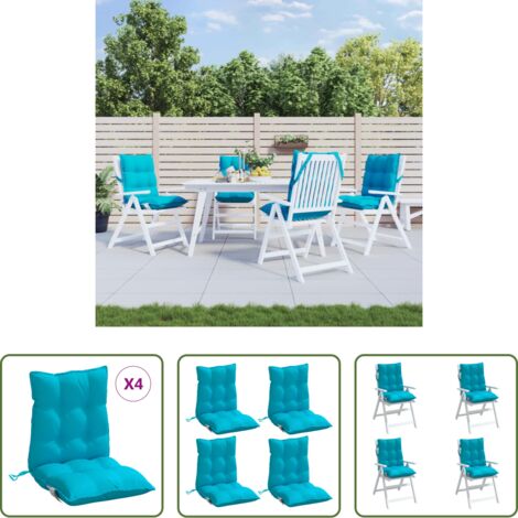 vidaXL Cuscino per sedia da giardino -  Cuscini Sedia Schienale Basso 4 pz Turchese in Tessuto Oxford