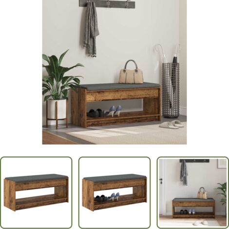 vidaXL Cuscino per seduta -  Panca per ingresso con cuscino Legno vecchio 103 x 38 x 45 cm
