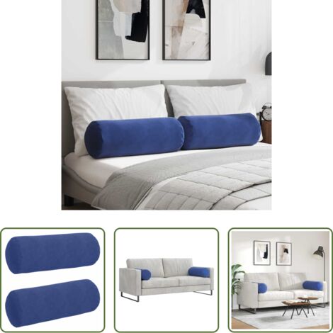 vidaXL Cuscino per soggiorno -  Cuscini a rullo 2 pcs Blu Polizia Ø 25 x 70 cm Tessuto in Cords