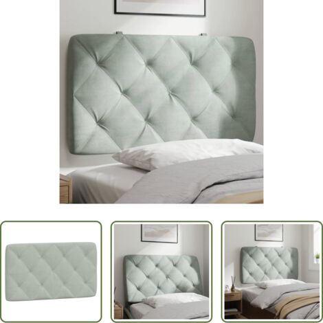 vidaXL Cuscino per testiera -  Cuscino Testiera Grigio Chiaro 80 cm in Velluto