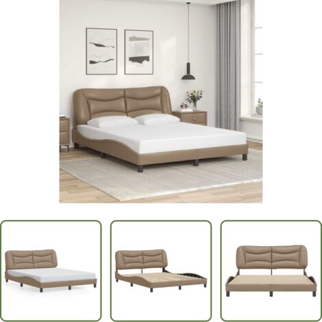 vidaXL Cuscino per testiera -  Giroletto senza Materasso Hvar Cappuccino 160x200 cm in Similpelle