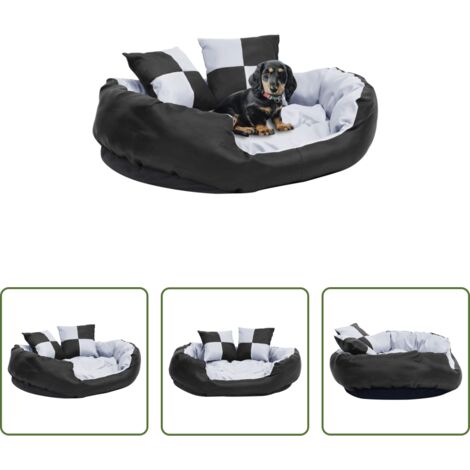 vidaXL Cuscino reversibile -  Cuscino per Cani Reversibile e Lavabile Grigio Nero 85x70x20 cm