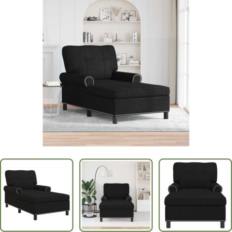 vidaXL Cuscino rimovibile -  Chaise Lounge con cuscino Nero 91 x 157 x 91 cm Tessuto