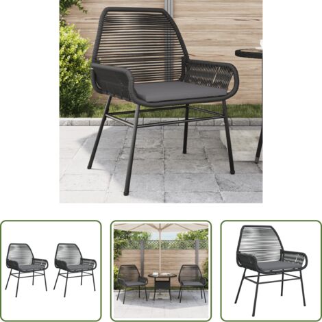 vidaXL Cuscino -  Sedie da Giardino con Cuscini 2 pz Nere in Polyrattan