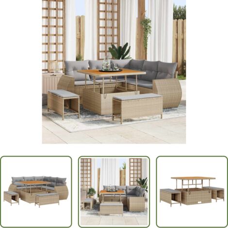 vidaXL Cuscino -  Set Divano da Giardino con cuscino 8 pcs beige e grigio chiaro