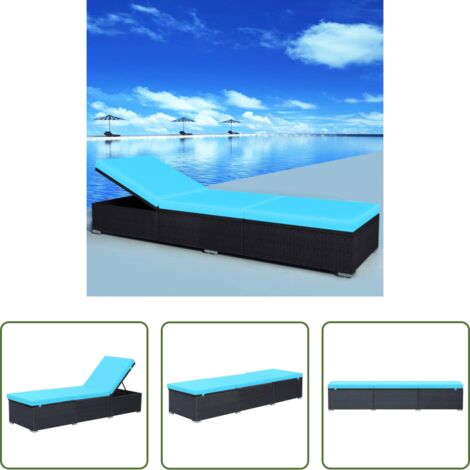 vidaXL Cuscino sfoderabile -  Lettino Prendisole con Cuscino in Polyrattan Nero
