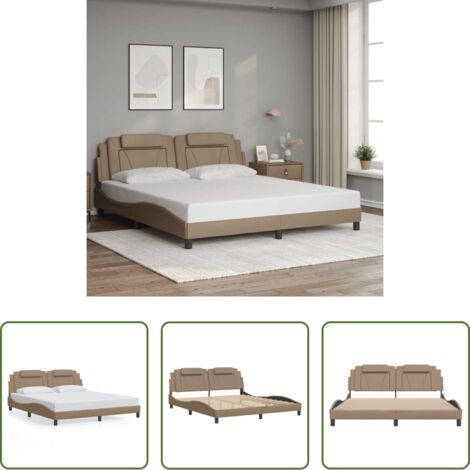 vidaXL Cuscino testata -  Giroletto Viana senza Materasso Cappuccino 180x200 cm in Similpelle