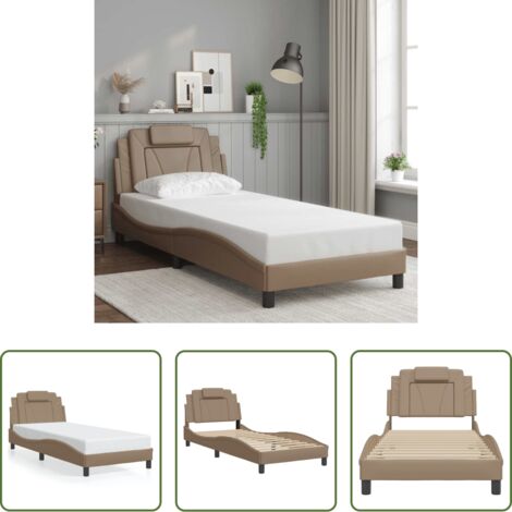 vidaXL Cuscino testata -  Giroletto Viana senza Materasso Cappuccino 80x200 cm in Similpelle