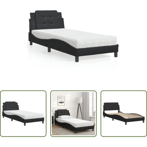 vidaXL Cuscino testiera -  Giroletto senza Materasso Zadar Nero 90x190 cm in Similpelle