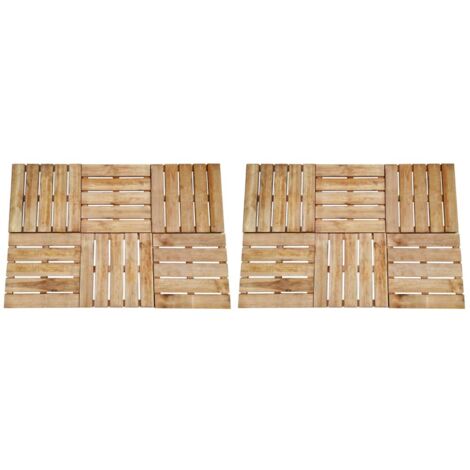 Vidaxl – Dalles de terrasse 12 pcs 50x50 cm en pin imprégné marron – Résistantes aux intempéries et à la pourriture – Pour extérieur