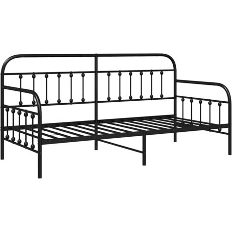 vidaXL Daybed Frame with Headboard Black 90 x 190 cm Steel