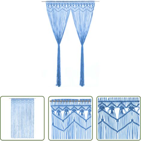 vidaXL Decoración de hogar -  Cortina de macramé algodón azul 140x240 cm