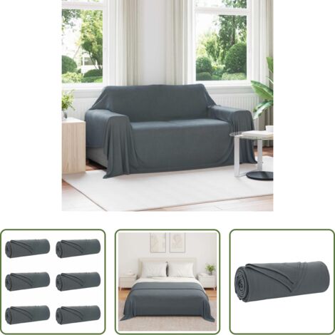 vidaXL Decoración de hogar -  Mantitas de Sofá 6 pcs Gris oscuro 280 x 210 cm Lana