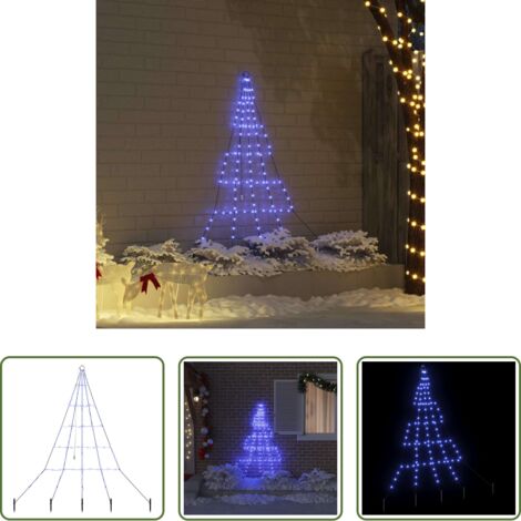 vidaXL Decoración de Navidad -  Árbol de Navidad LED con estacas de tierra Azul 182 cm Metal