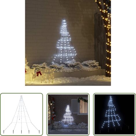vidaXL Decoración de Navidad -  Árbol de Navidad LED con estacas de tierra Frío 182 cm Metal