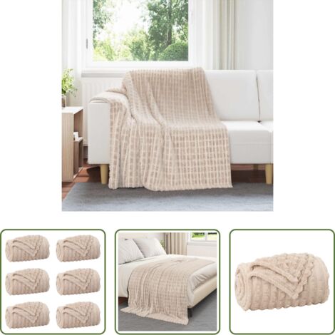 vidaXL Decoración del hogar -  Mantitas de Sofá 6 pcs Beige 200 x 150 cm Lana