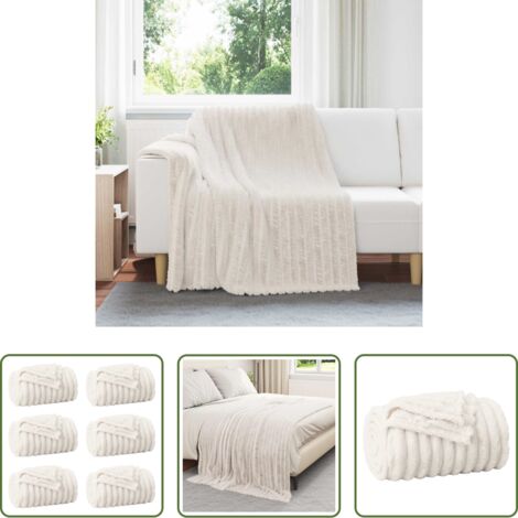 vidaXL Decoración del hogar -  Mantitas de Sofá 6 pcs Crema 200 x 150 cm Lana