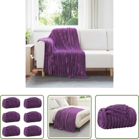 vidaXL Decoración del hogar -  Mantitas de Sofá 6 pcs Morado 150 x 130 cm Lana