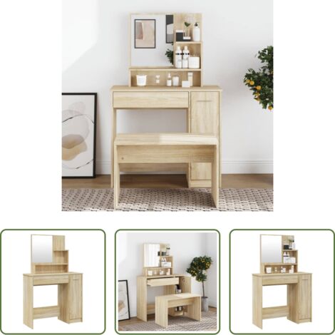 vidaXL Decoración dormitorio -  Tocador con espejo color roble sonoma 86,5x35x136 cm