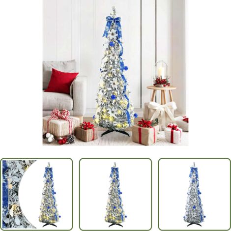vidaXL Decoración navideña -  Árbol de Navidad artificial con 100 LED con soporte 150 cm PVC