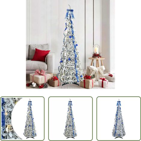 vidaXL Decoración navideña -  Árbol de Navidad artificial con 150 LED con soporte 180 cm PVC